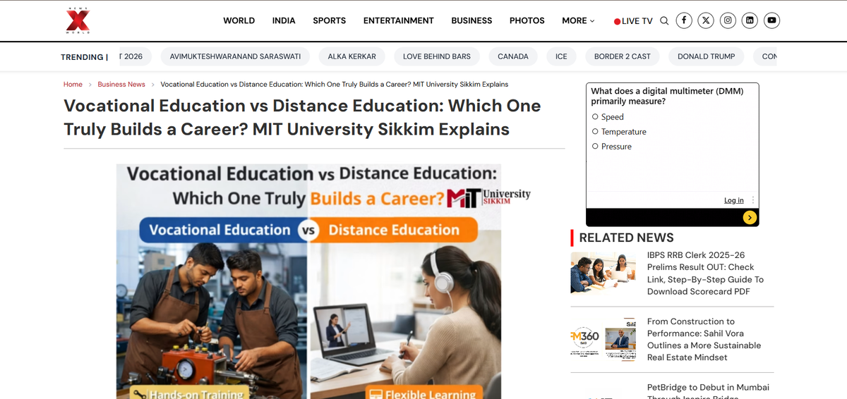 Vocational Education vs Distance Education: Which One Truly Builds a Career? MIT University Sikkim Explains