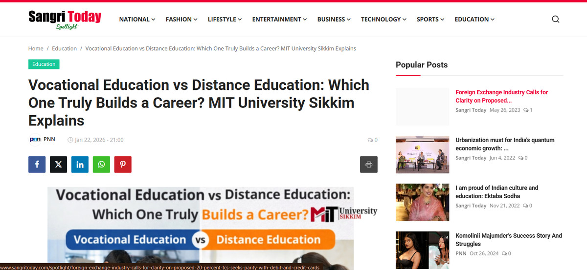 Vocational Education vs Distance Education: Which One Truly Builds a Career? MIT University Sikkim Explains